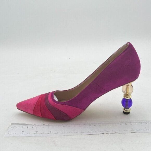 FOWT Purple Wave Pattern Pointed Toe Jewelry High Heel Party Rainbow Pumps - Picture 1 of 7